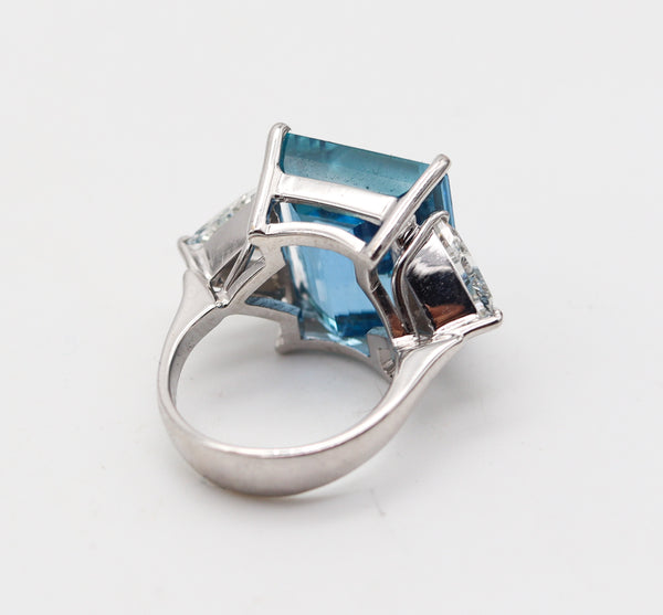 AMSTERDAM SAUER Cocktail Ring 18Kt Gold With Santa Maria Aquamarine & Diamonds
