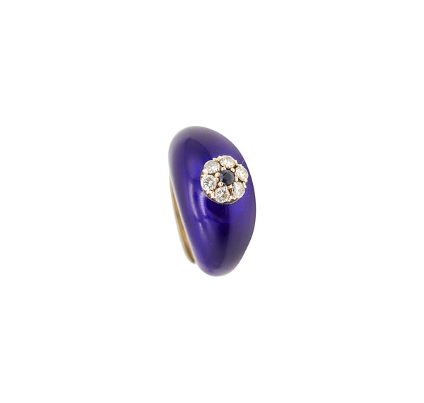 CHRISTIAN DIOR Paris 1970 Enameled Dome Ring In Gold With Diamonds