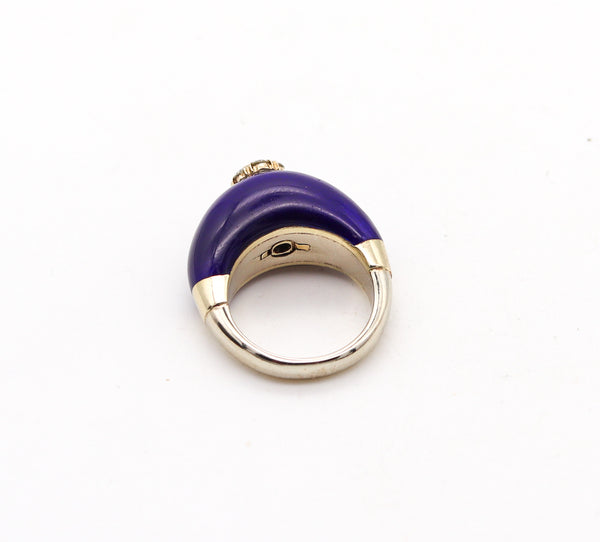 CHRISTIAN DIOR Paris 1970 Enameled Dome Ring In Gold With Diamonds