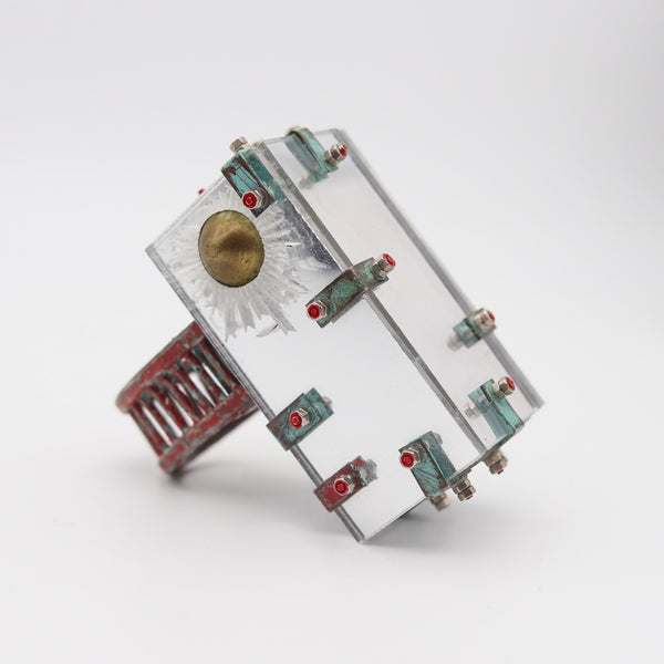 CHRISTIAN QUICENO 2017 Conceptual Sculptural Ring In Mirrored Recycled Materials