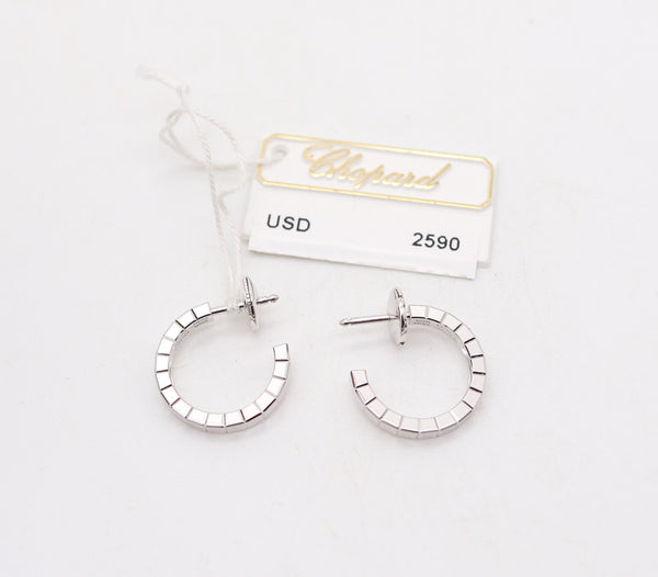 -CHOPARD Ice Cube Hoop Studs Earrings In Solid 18Kt White Gold