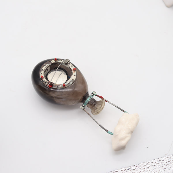 CHRISTIAN QUICENO 2016-2017 Conceptual Sculptural Brooch In Recycled Materials