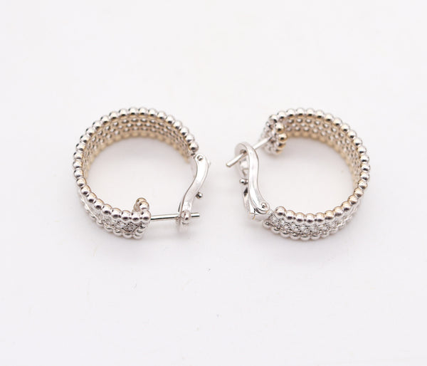 VAN CLEEF & ARPELS Perlée Hoops Earrings In 18Kt White Gold With VVS Diamonds
