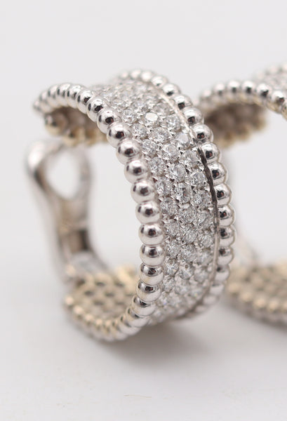 VAN CLEEF & ARPELS Perlée Hoops Earrings In 18Kt White Gold With VVS Diamonds