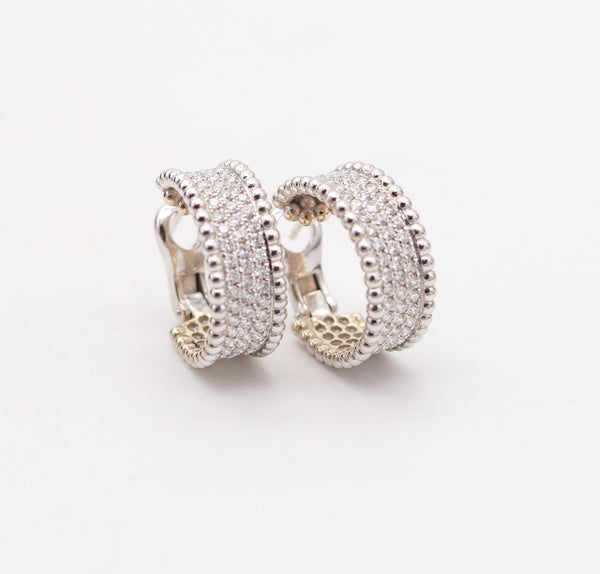 VAN CLEEF & ARPELS Perlée Hoops Earrings In 18Kt White Gold With VVS Diamonds