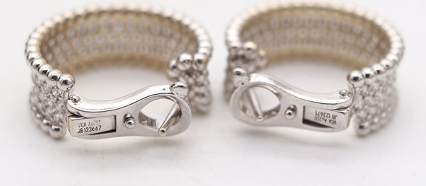 VAN CLEEF & ARPELS Perlée Hoops Earrings In 18Kt White Gold With VVS Diamonds