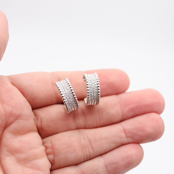 VAN CLEEF & ARPELS Perlée Hoops Earrings In 18Kt White Gold With VVS Diamonds