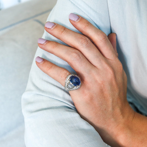 BVLGARI Trombino Cocktail Ring In Platinum With 21.88 Ctw In Diamonds & Sapphire