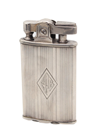 RONSON 1930 Junior Sport Second Thumb Model Petrol Lighter In .925 Sterling Silver