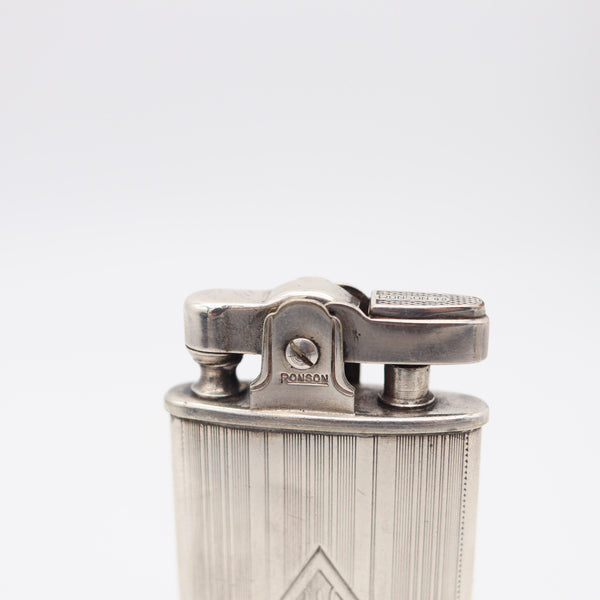 RONSON 1930 Junior Sport Second Thumb Model Petrol Lighter In .925 Sterling Silver
