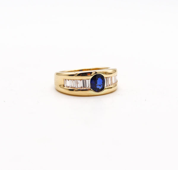 TIFFANY & CO Chevalier Ring In 18Kt Gold With 1.49 Ctw Diamonds And Sapphire