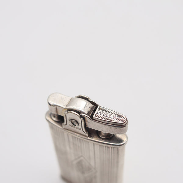 RONSON 1930 Junior Sport Second Thumb Model Petrol Lighter In .925 Sterling Silver
