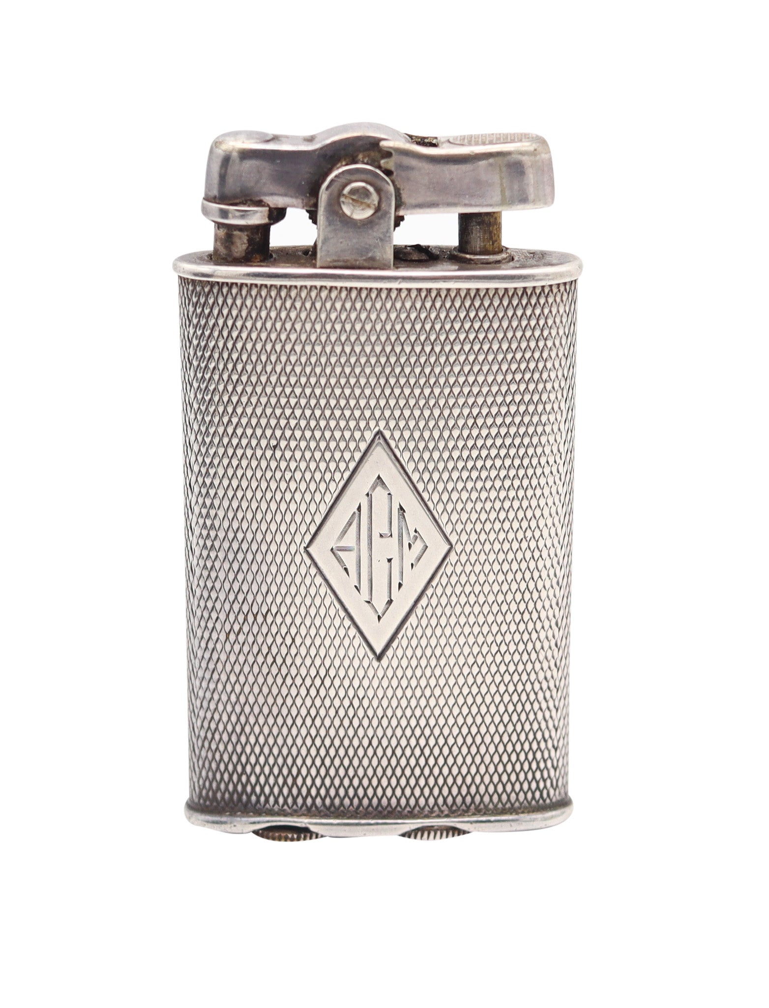 RONSON 1930 Junior Sport Second Thumb Model .925 Sterling Guilloche Petrol Lighter