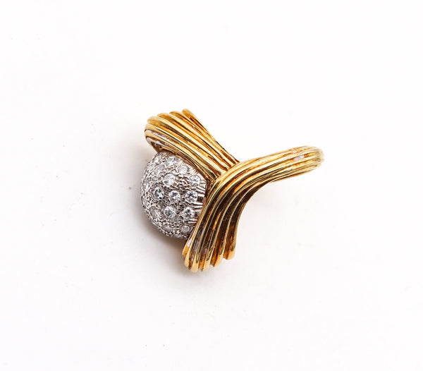 MODERNIST 1970 Cocktail Ring In 18Kt Gold With 1.70 Ctw In Diamonds