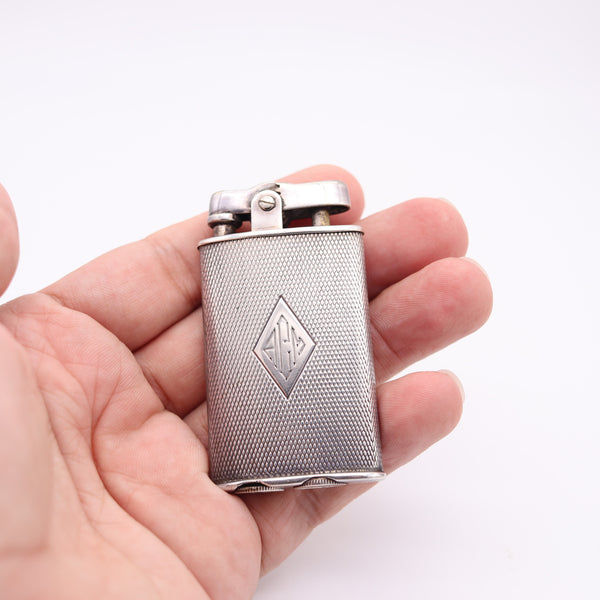 RONSON 1930 Junior Sport Second Thumb Model .925 Sterling Guilloche Petrol Lighter