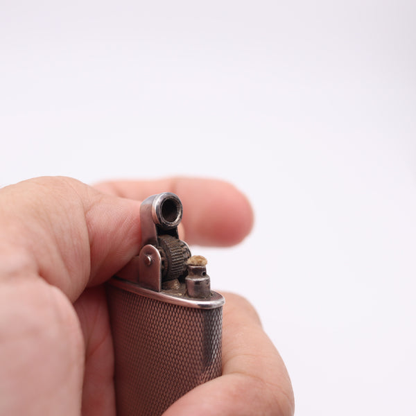 RONSON 1930 Junior Sport Second Thumb Model .925 Sterling Guilloche Petrol Lighter