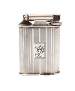 NAPIER Surefire 1928 Art Deco Asymmetric Pocket Petrol Lighter In .925 Sterling Silver