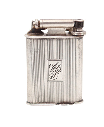 NAPIER Surefire 1928 Art Deco Asymmetric Pocket Petrol Lighter In .925 Sterling Silver