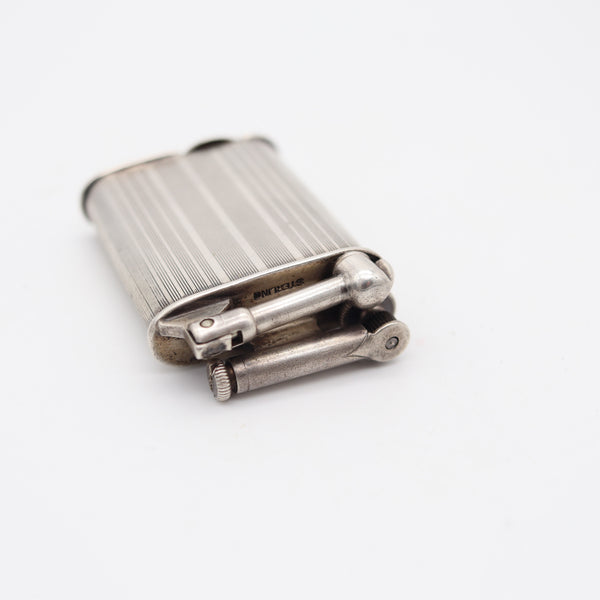 NAPIER Surefire 1928 Art Deco Asymmetric Pocket Petrol Lighter In .925 Sterling Silver