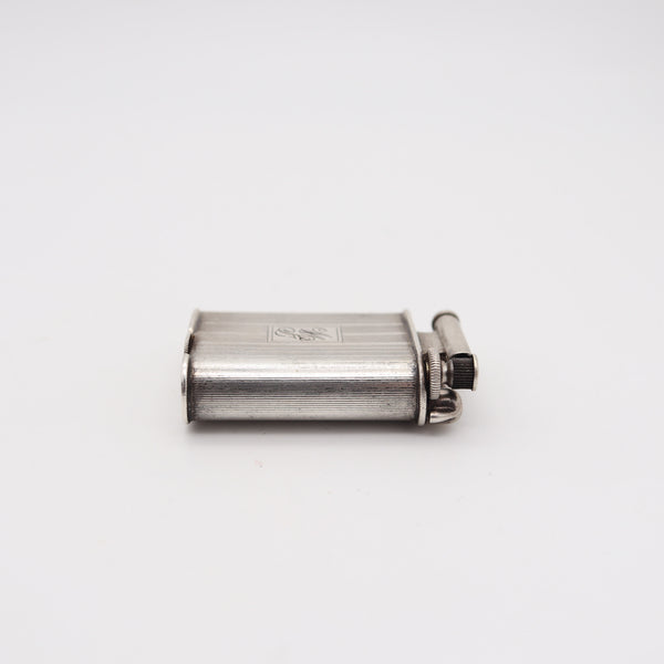 NAPIER Surefire 1928 Art Deco Asymmetric Pocket Petrol Lighter In .925 Sterling Silver