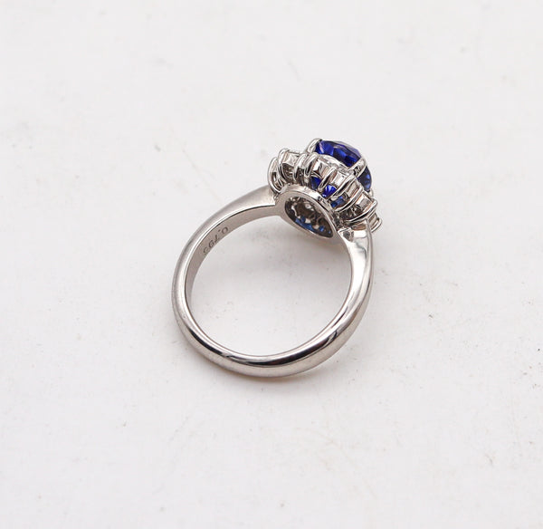 CLASSIC Halo Ring In Platinum With 3.14 Ctw In Sapphires And Diamonds