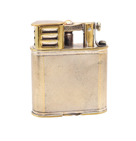 ALFRED DUNHILL 1930 England Art Deco Unique Sport Pocket Petrol Lighter Silver Plate