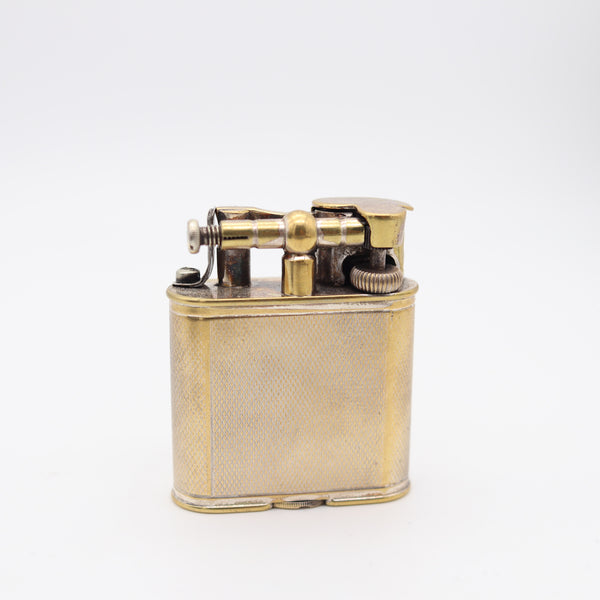 ALFRED DUNHILL 1930 England Art Deco Unique Sport Pocket Petrol Lighter Silver Plate