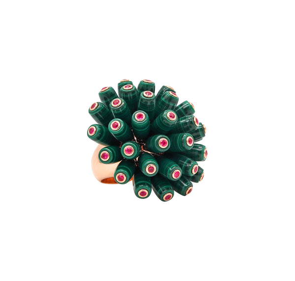 -Cartier Nouvelle Bague Cocktail Ring In 18Kt Gold With Malachite And Rubies