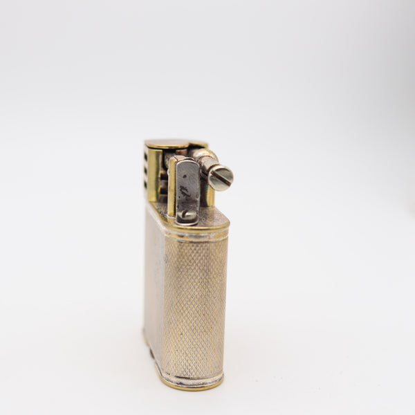 ALFRED DUNHILL 1930 England Art Deco Unique Sport Pocket Petrol Lighter Silver Plate