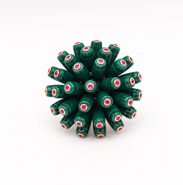 -Cartier Nouvelle Bague Cocktail Ring In 18Kt Gold With Malachite And Rubies