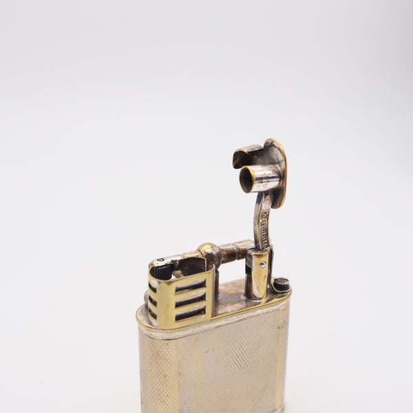 ALFRED DUNHILL 1930 England Art Deco Unique Sport Pocket Petrol Lighter Silver Plate