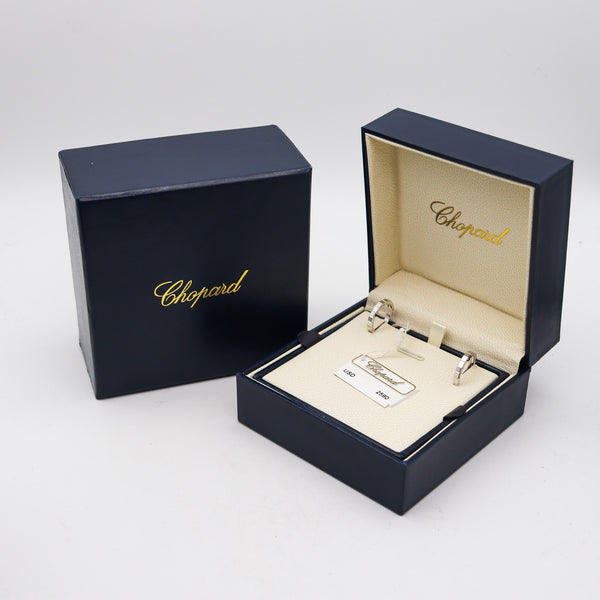 -CHOPARD Ice Cube Hoop Studs Earrings In Solid 18Kt White Gold