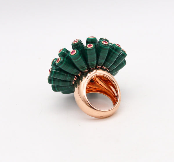 -Cartier Nouvelle Bague Cocktail Ring In 18Kt Gold With Malachite And Rubies