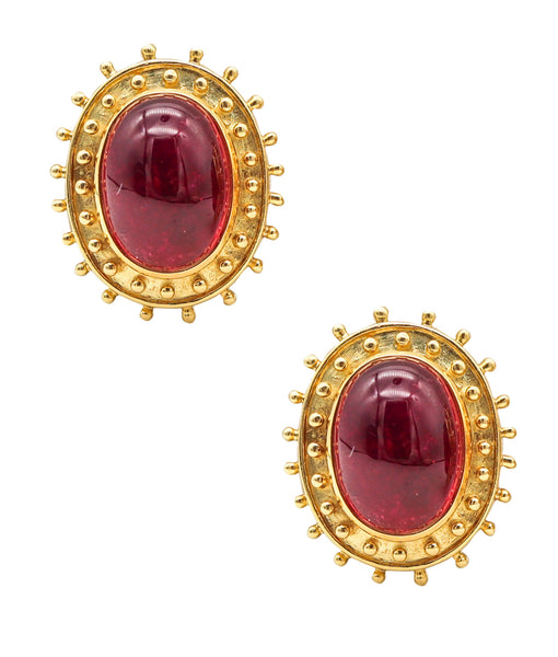 TEMPLE ST CLAIR Clips On Earrings In 18Kt Gold With 28.68 Ctw Tourmalines