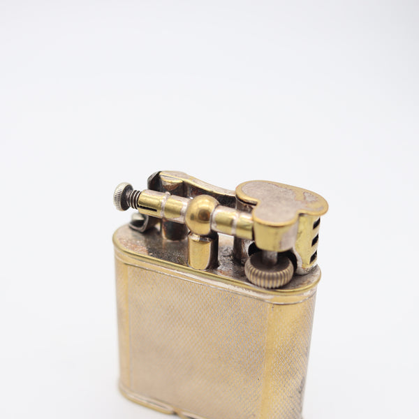 ALFRED DUNHILL 1930 England Art Deco Unique Sport Pocket Petrol Lighter Silver Plate