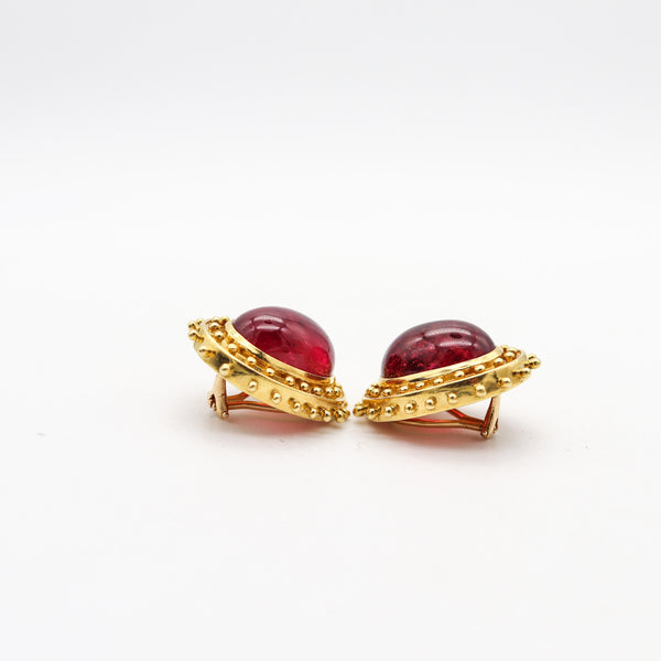 TEMPLE ST CLAIR Clips On Earrings In 18Kt Gold With 28.68 Ctw Tourmalines