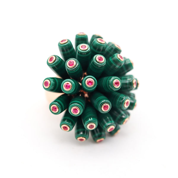 -Cartier Nouvelle Bague Cocktail Ring In 18Kt Gold With Malachite And Rubies