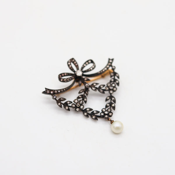 BELLE EPOQUE 1900 Austrian Antique Convertible Brooch With Diamonds & Pearl