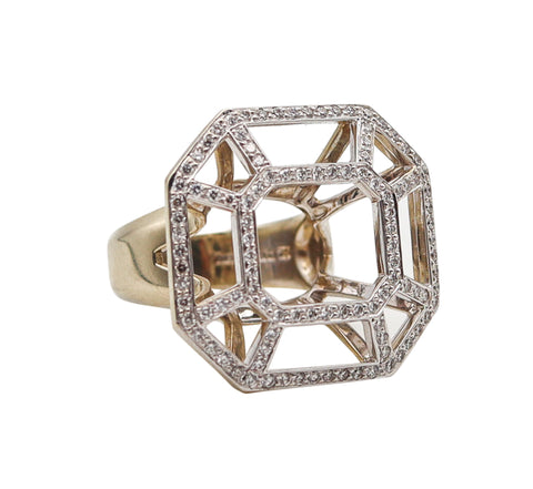 TIFFANY & CO Paloma Picasso Geometric Ring 18Kt Gold And 1.35 Ctw Diamonds