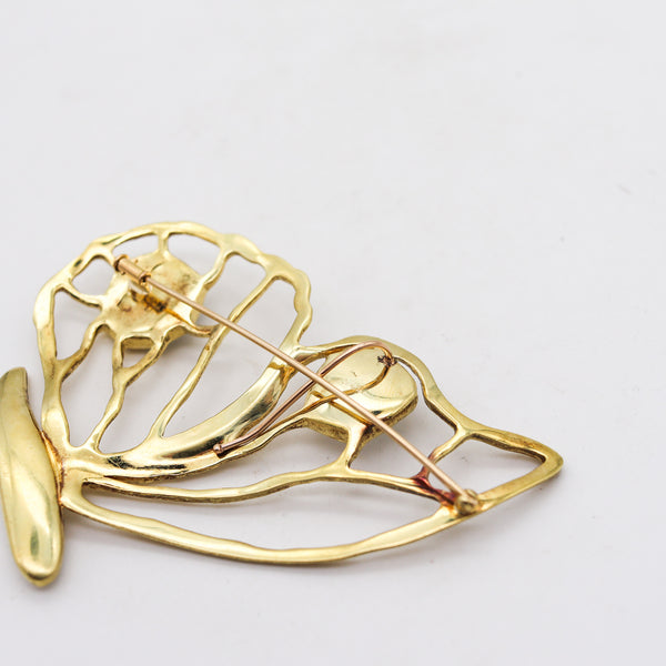 -Dorota Butterfly Convertible Pendant Brooch In 18Kt Yellow Gold With Pearls