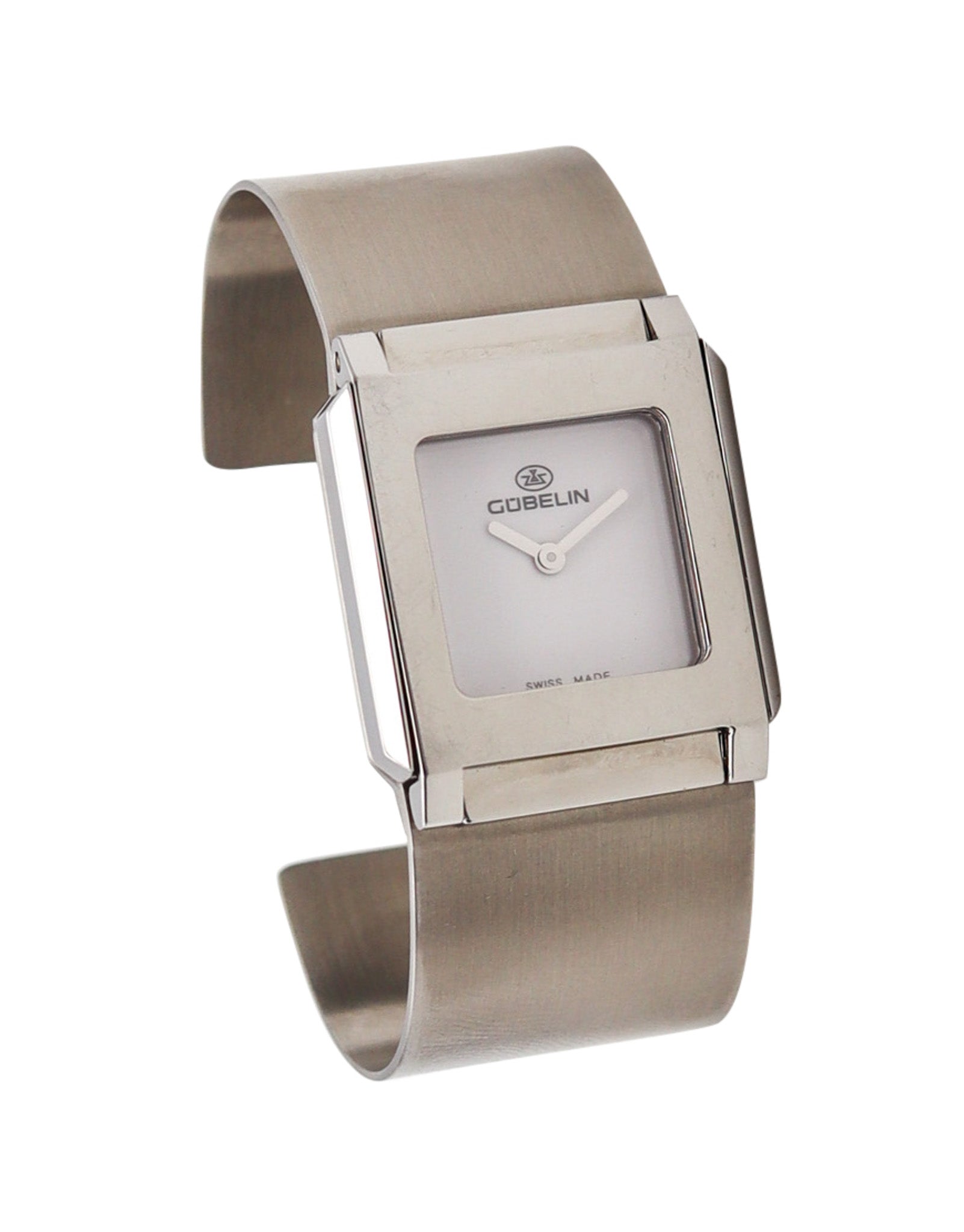 GUBELIN Modernist Techno Cuff Bracelet Wrist Watch In Stainless Steel Treasure Fine Jewelry