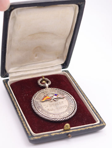 CUBA 1951 Nautical Club San Sebastian Enameled Yacht Regatta Medal In Sterling