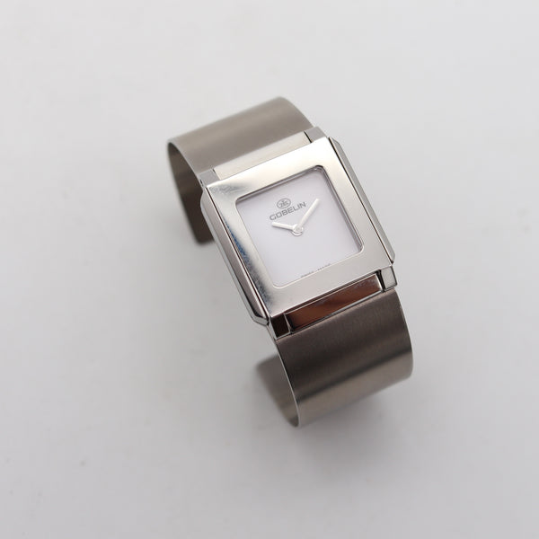 GUBELIN Modernist Techno Cuff Bracelet Wrist Watch In Stainless Steel