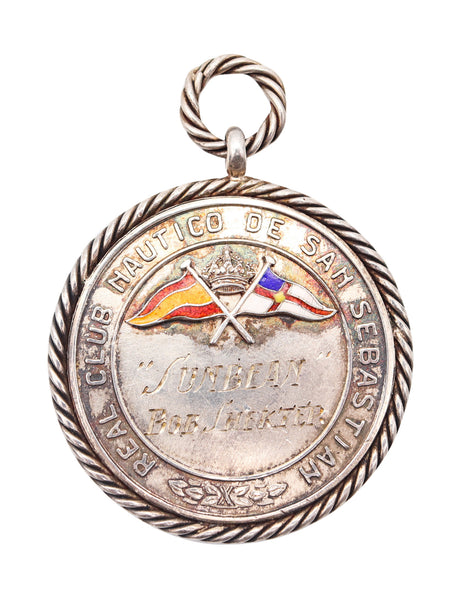 CUBA 1951 Nautical Club San Sebastian Enameled Yacht Regatta Medal In Sterling