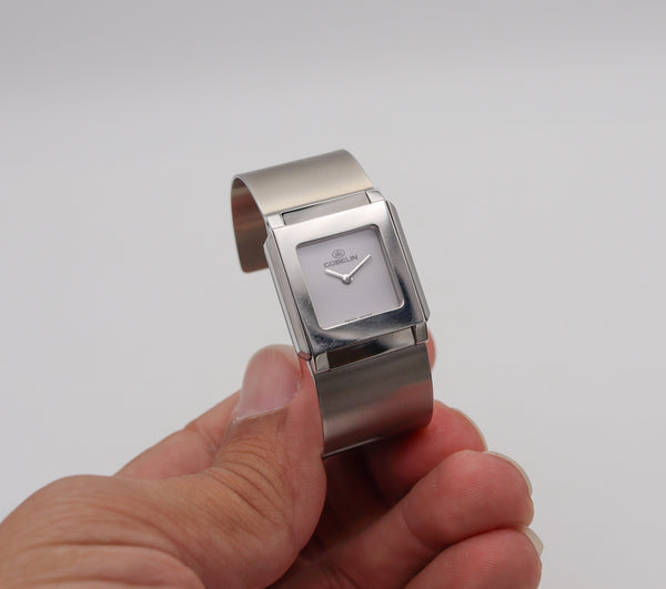 GUBELIN Modernist Techno Cuff Bracelet Wrist Watch In Stainless Steel