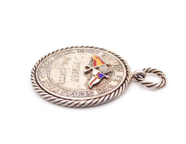 CUBA 1951 Nautical Club San Sebastian Enameled Yacht Regatta Medal In Sterling