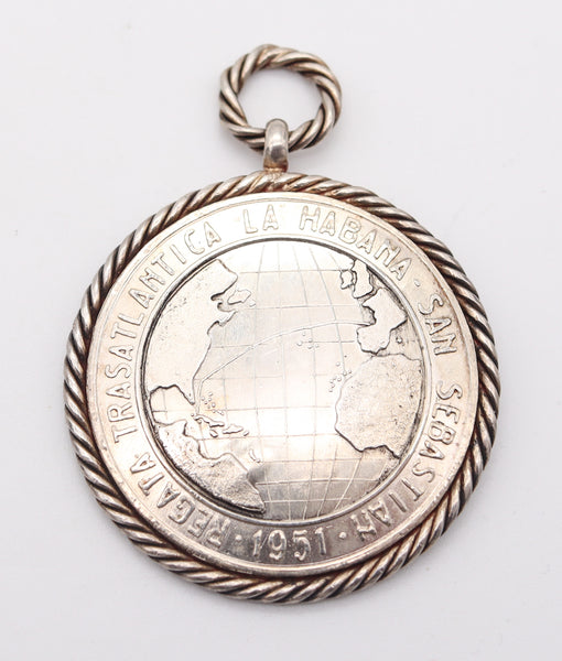 CUBA 1951 Nautical Club San Sebastian Enameled Yacht Regatta Medal In Sterling