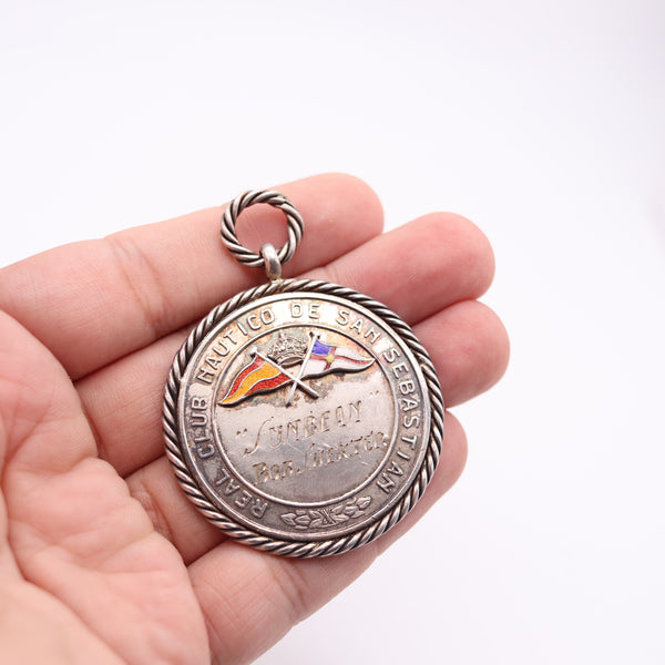 CUBA 1951 Nautical Club San Sebastian Enameled Yacht Regatta Medal In Sterling
