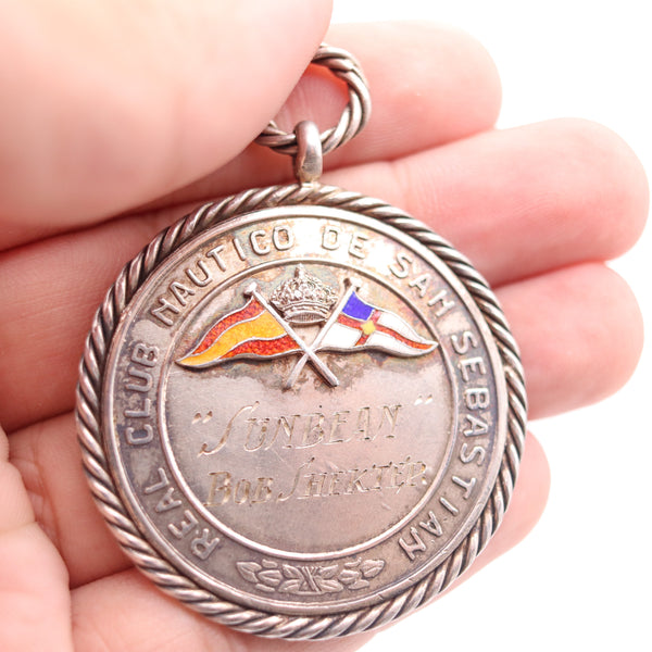 CUBA 1951 Nautical Club San Sebastian Enameled Yacht Regatta Medal In Sterling
