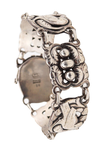 -Georg Jensen 1918 Kristian Mohl-Hansen Rare Art Nouveau Bracelet In .925 Sterling